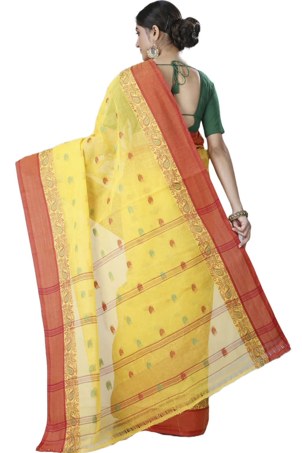 Yellow Pure Cotton Srimati Tant Saree (1087)